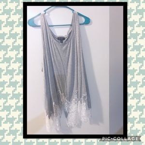 Jessica Simpson Bryanna Gray Blouse with Lace Trim